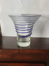 Vaso da Fiori di Vetro In Borosilicato Trasparente Decoro Cristallo Blu Cm 13
