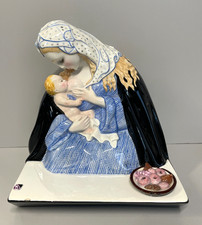 ANTICA FIGURA CERAMICA LENCI MADONNA maternità  policroma SANDRO VACCHETTI 1930