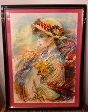 Jovan Vulic (1951) Ritratto di ragazza,tecnica mista su carta, cm 70x50, firmato