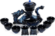 Set Da Tè Semiautomatico Tazza Da Tè Teiera Cinese Loong Kungfu Blu 11 Pezzi Ser