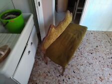 DIVANO - DIVANETTO DA INGRESSO anni '40 LEGNO e VELLUTO VERDE Buono stato