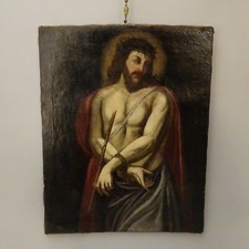 Ecce homo olio su tela XVIII secolo dipinto antico 