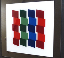 Claisse Geneviéve " Rouge-Vert-Bleu" tecnica mista dietro plexiglass, autografata