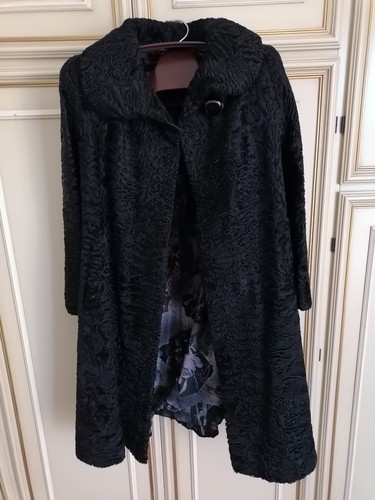 Pelliccia astrakan nera con - astrakan, nera,