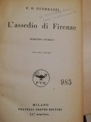 Assedio firenze f d - l'assedio, di