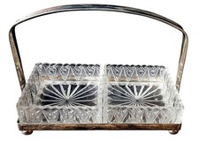 ANTICA ANTIPASTIERA-SALSIERA IN CRISTALLO E ACCIAIO ANNI 60