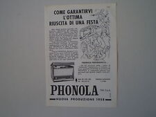 advertising Pubblicità 1958 GIRADISCHI PHONOLA 676
