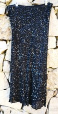 Vintage Wallis Long Black Skirt Chiffon Sequin 90s Gothic Evening Women Small
