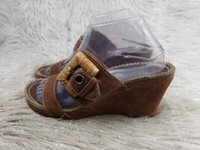 APEPAZZO Brown Slide On Wedge