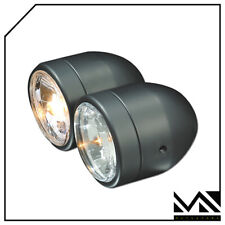    Coppia Fari Proiettori Tondi Universali Neri Doppia Ottica ⌀100 mm Moto NAKED