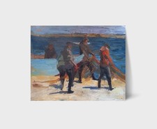 Dipinto olio pescatori pittore