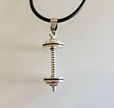 COLLANA CIONDOLO MANUBRI PESO BILANCIERE PALESTRA PUNK ROCK UNISEX COLLARE DARK