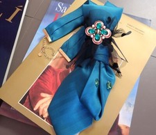 Cravatta collana gioiello handmade di design in pura seta pezzo unico custom