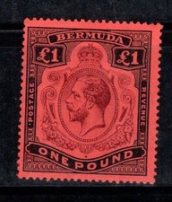Bermuda 1918 Michel 48 mai usato * MH 100% 1 libbra, re Giorgio V.