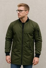giacca Bershka verde militare taglia s lunga con zip