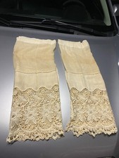 Coppia di tende vintage in pizzo all'uncinetto finemente lavorate