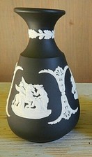 1974 WEDGWOOD JASPER Nero PORCELLANA VASO BOTTIGLIA  MITOLOGIA CAMMEO 