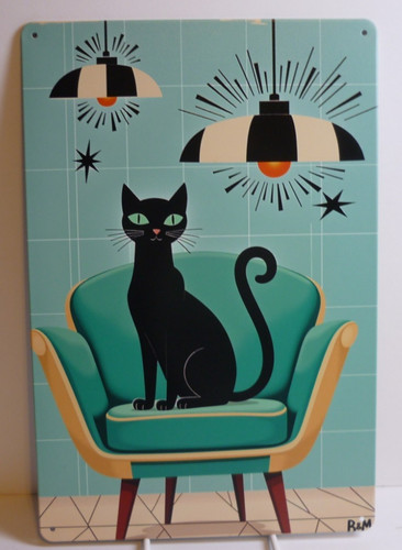 Insegna metallo gatto nero