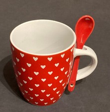 Vintage Tazza in ceramica Mug rosso con cucchiaino VD Home Villa d'Este Tivoli