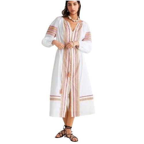 Abito midi zara ricamo bianco - abito,