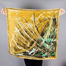 Foulard vintage - 100% seta - disegno astratto - ocra beige nero forma quadrata