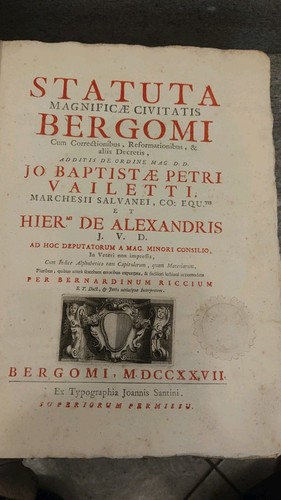 Bergamo statuta magnificae - bergamo,