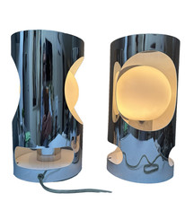 design space age Coppia Lampade tavolo vintage stile Reggiani Martinelli flos