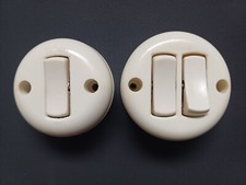 COPPIA DI INTERRUTTORI DA PARETE VINTAGE MARCATI "MOLVENO" - NUOVI!