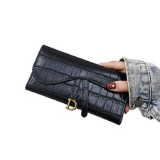 Portafoglio Donna Lungo in Pelle PU Motivo Alligatore, Triplo e Capiente vintage