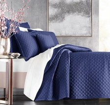 Copriletto doppio Hudson Park "Double Diamond", 100% cotone, blu navy, nuovo!