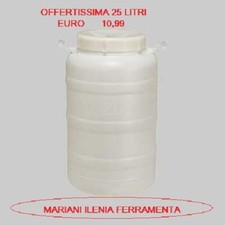 FUSTO CONTENITORE BOCCA LARGA 25 LT. BIANCO PER ALIMENTI CON TAPPO A VITE