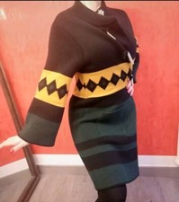 Cappotto capispalla Soprabito cardigan donna M verde senape cammello giallo ocra