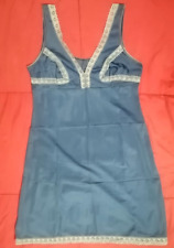 sottoveste intima donna sexy pizzo spalla spalline larga blu lingerie