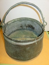 Grande PENTOLONE IN RAME BATTUTO da appendere al camino caldaia calderone antico