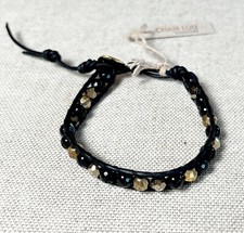 Chan Luu - Bracciale avvolgente in onice nera e perle oro, nuovo in confezione