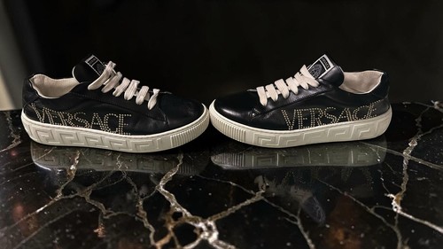 Versace black leather - black,