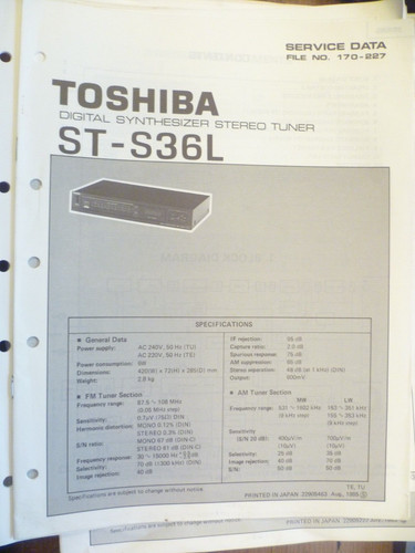 Toshiba s36l sintonizzatore - st-s36l,
