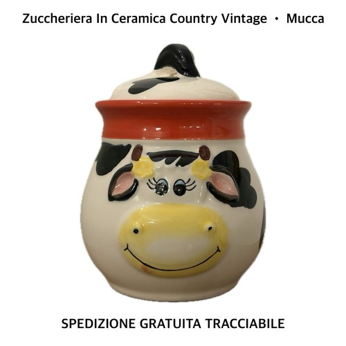 Zuccheriera ceramica mucca - zuccheriera,