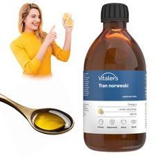 Vitaler's Olio di Fegato di Merluzzo Norvegese Omega-3 1200 mg Limone 250 ml