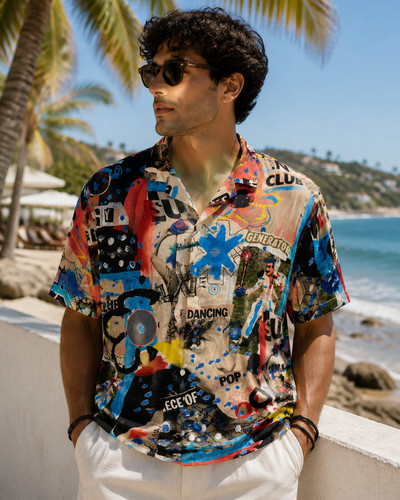 Camicia desigual uomo stampa - camicia,