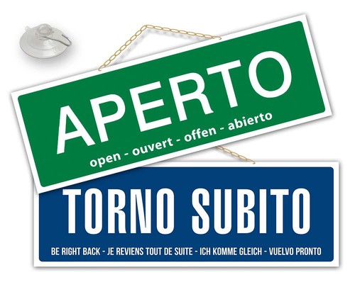Cartello aperto torno subito - cartello,