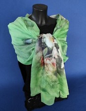 Foulard Stola Scialle Sciarpa Chiffon Pura Seta ? Chador Hijab verde