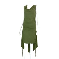 Abito con arricciatura verde oliva collo a cascata vestito estivo jersey