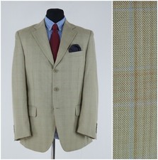 Cappotto sportivo uomo Windowpane 40R taglia US OVIESSE giacca blazer lana verde a quadri