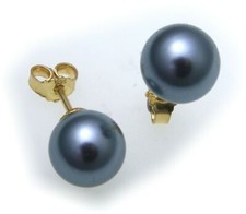 Orecchini A Stecca Con Perle Di Conchiglia Grigie In Argento 925