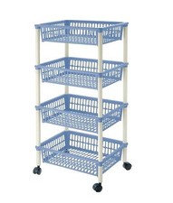 CARRELLO PORTA FRUTTA 4 PIANI PLASTICA RUOTE VARI COLORI PORTAFRUTTA FER 331036