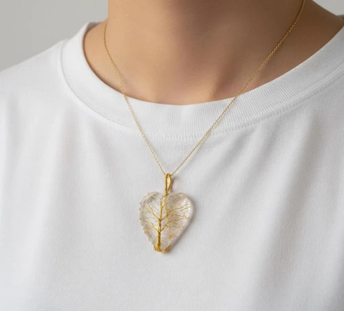 Collana cuore pietra luna - pietra,