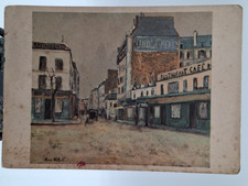 ? cartolina d'epoca Maurice Utrillo V., Rue d'Auteuil, Signed Lithograph