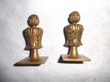 ANTICA COPPIA  PIGNE BRONZO CESELLATE PER DECORO LETTO  OROLOGIO  BASTONE TENDA 