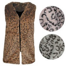 Justin & Taylor Donna Leopardato Pelliccia Finta Aperto Davanti Gilet Uno Misura